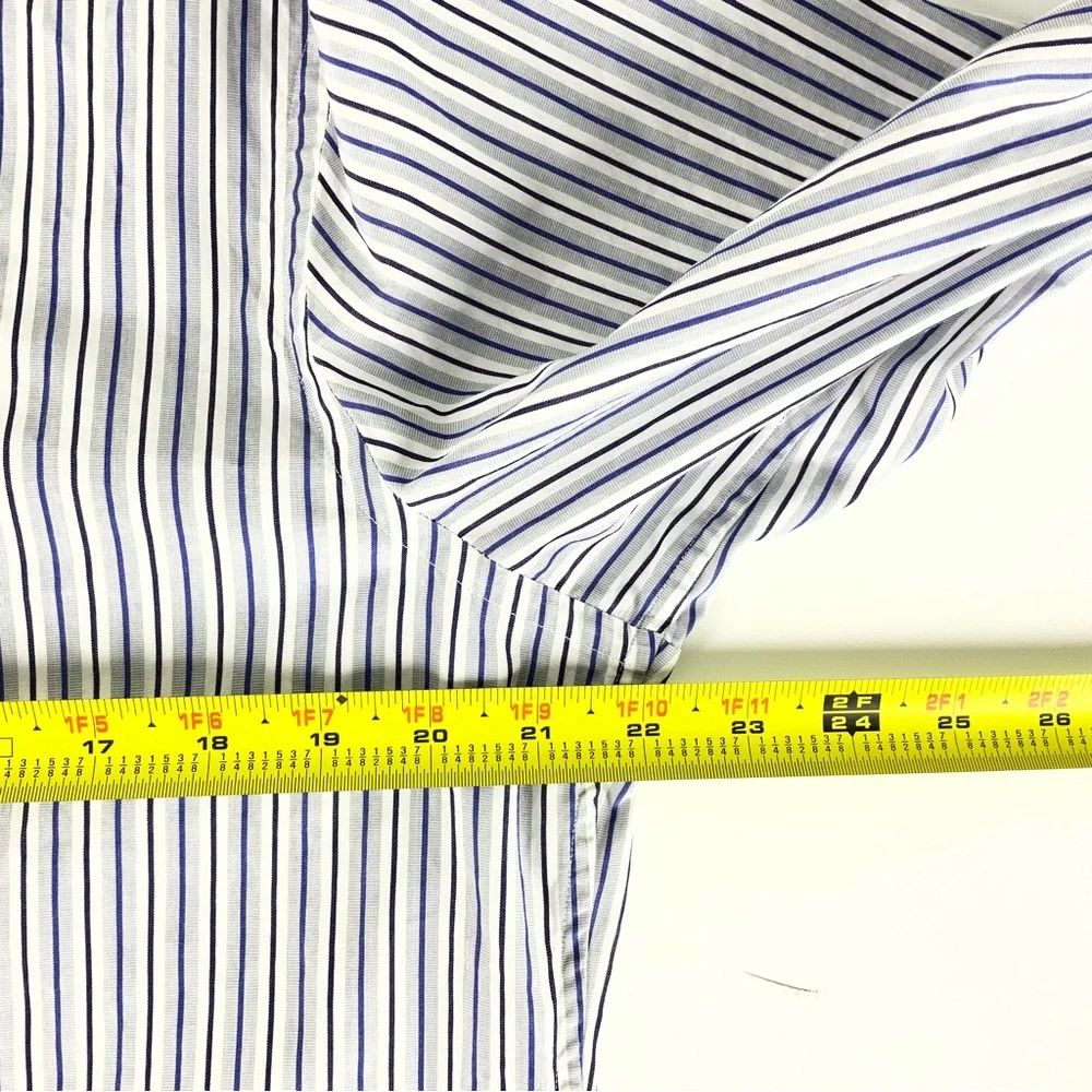 Banana Republic Slim Fit Italian‎ Fabric Blue Stripe Button Down Shirt 16-16.5 L